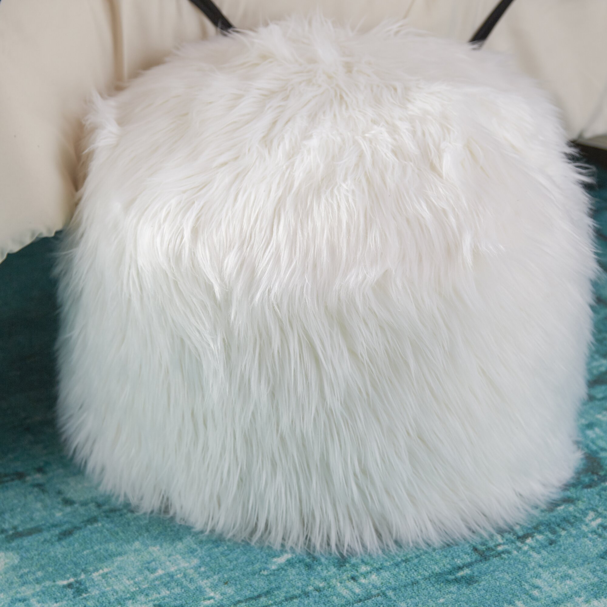 Zipcode Design Sallie Fuzzy Pouf Ottoman & Reviews | Wayfair